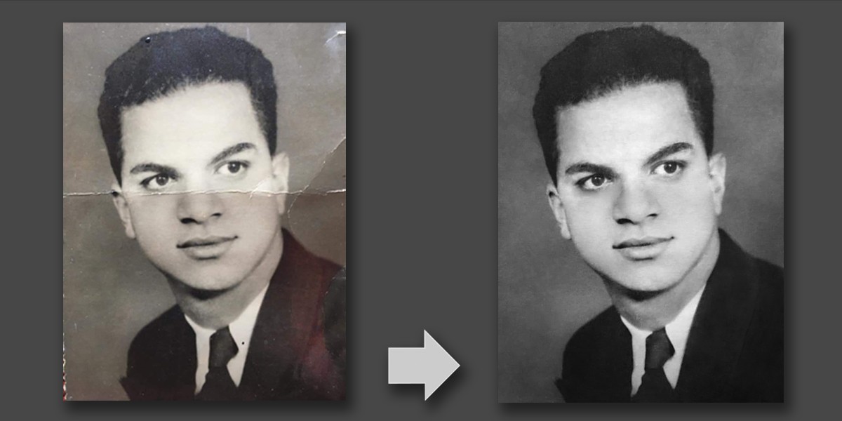 Restored old cracked photo